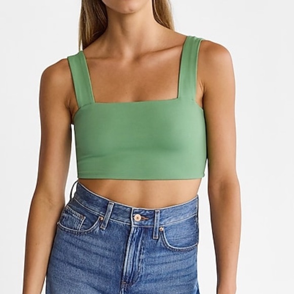 Express Green Square Neck Crop Top - Picture 1 of 4
